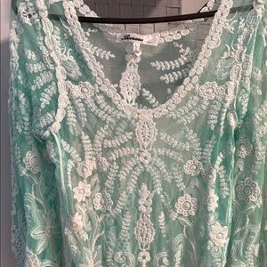 Banana USA  Aqua Lace Blouse
